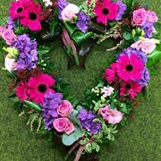 Loose Open Heart Cerise and Purple