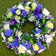 Blue funeral wreath